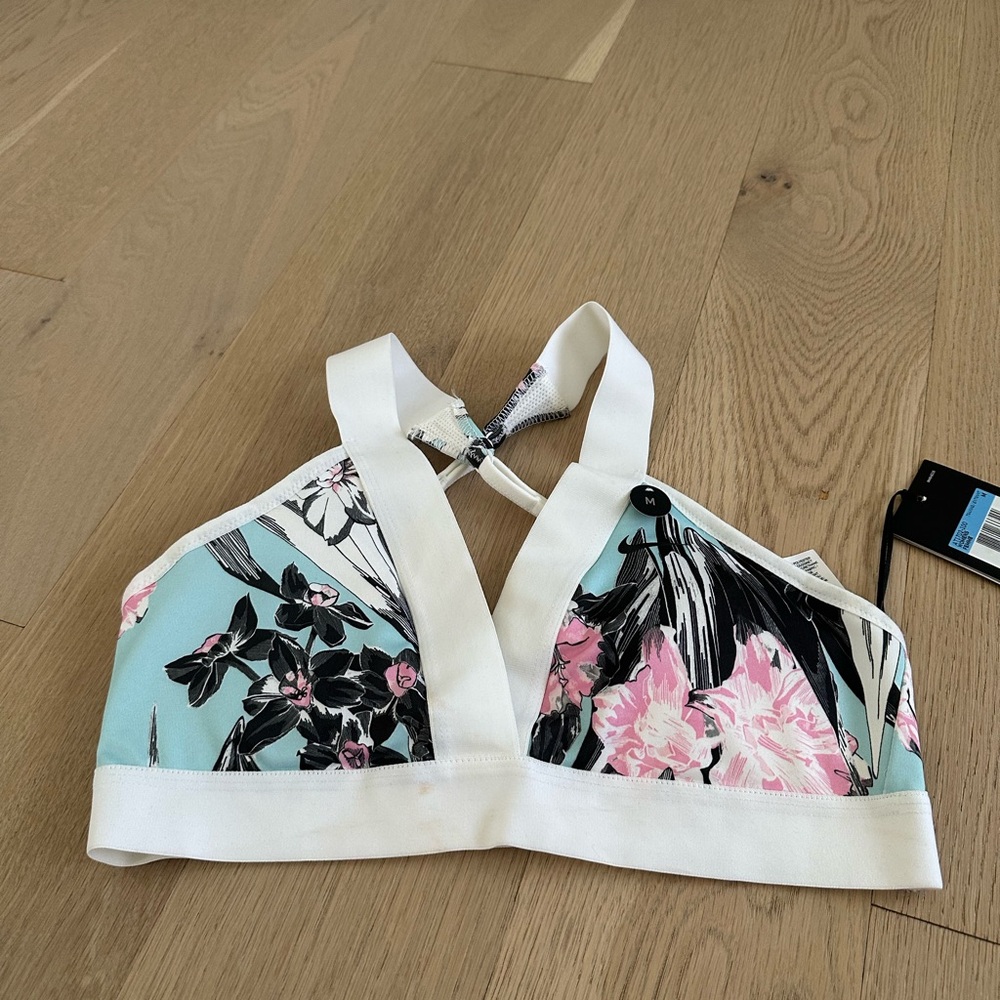 Nike Floral Sports Bra - White and Pink and Blue